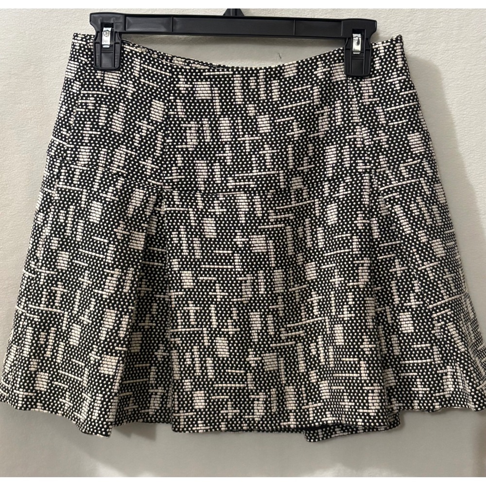 Armani Exchange Black White Geometric Textured Pleated Mini Skirt Size 2